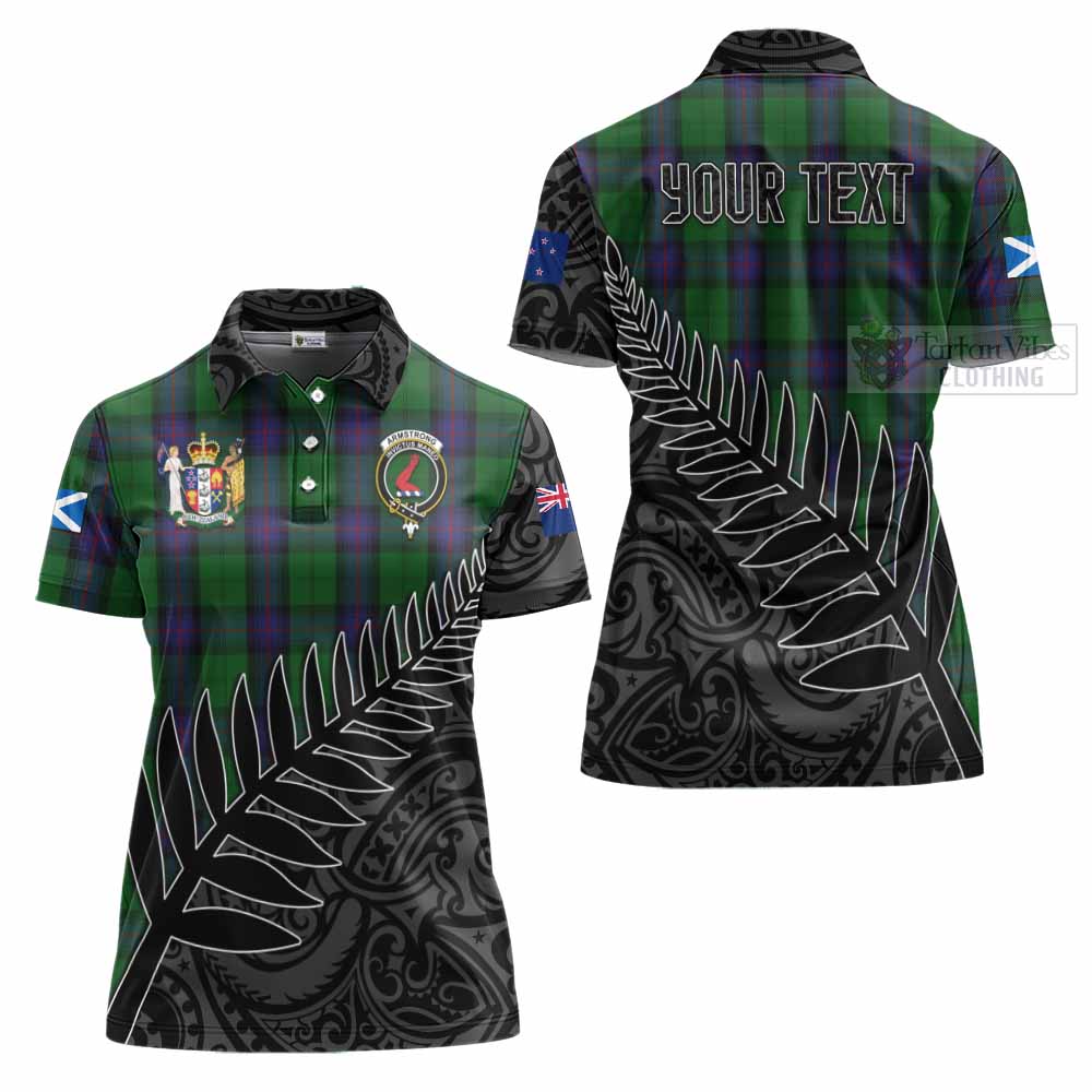 Tartan Vibes Clothing Armstrong Crest Tartan Women's Polo Shirt with New Zealand Silver Fern Half Style