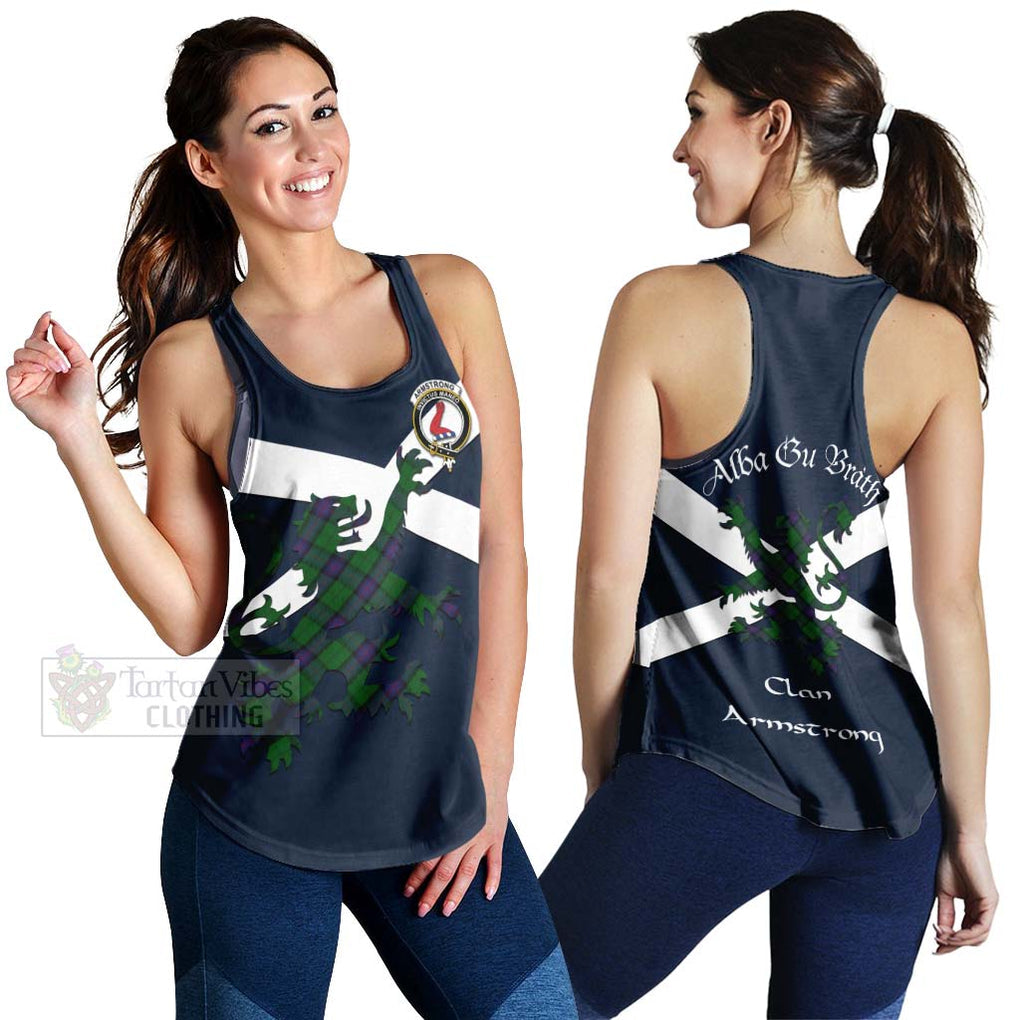 Tartan Vibes Clothing Armstrong Tartan Lion Rampant Women's Racerback Tanks – Proudly Display Your Heritage with Alba Gu Brath and Clan Name