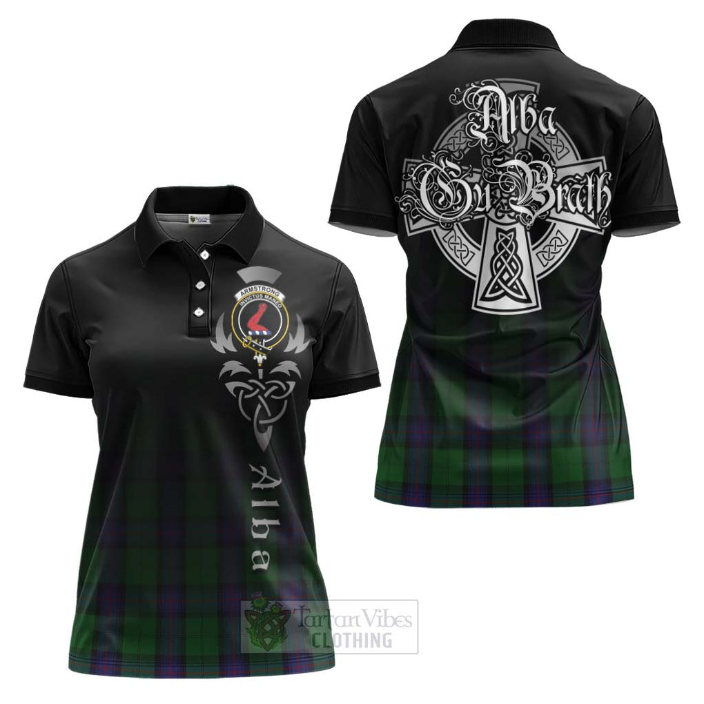 Tartan Vibes Clothing Armstrong Tartan Women's Polo Shirt Featuring Alba Gu Brath Family Crest Celtic Inspired