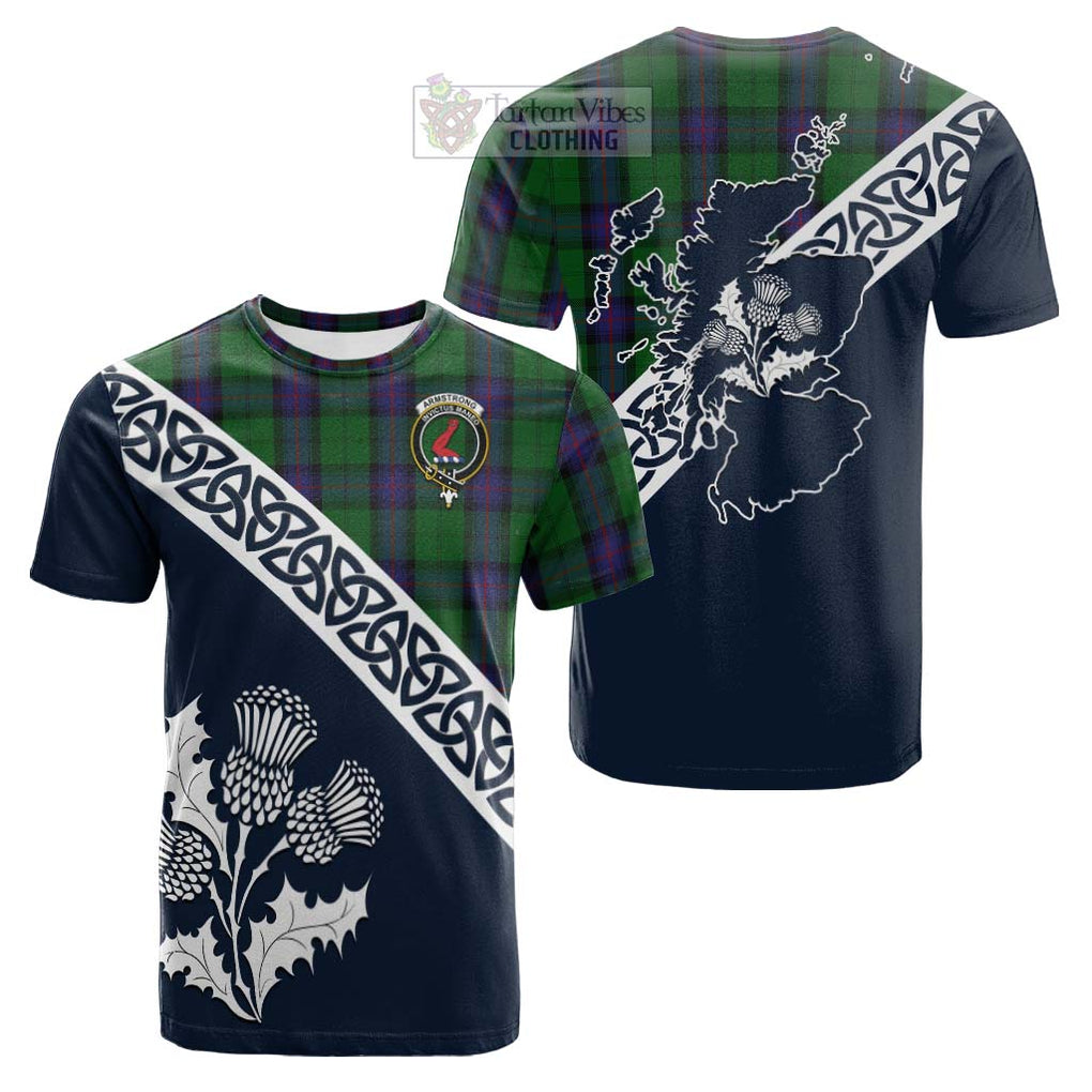 Tartan Vibes Clothing Armstrong Tartan Cotton T-shirt Featuring Thistle and Scotland Map