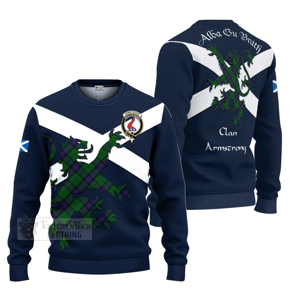 Tartan Vibes Clothing Armstrong Tartan Lion Rampant Knitted Sweater – Proudly Display Your Heritage with Alba Gu Brath and Clan Name