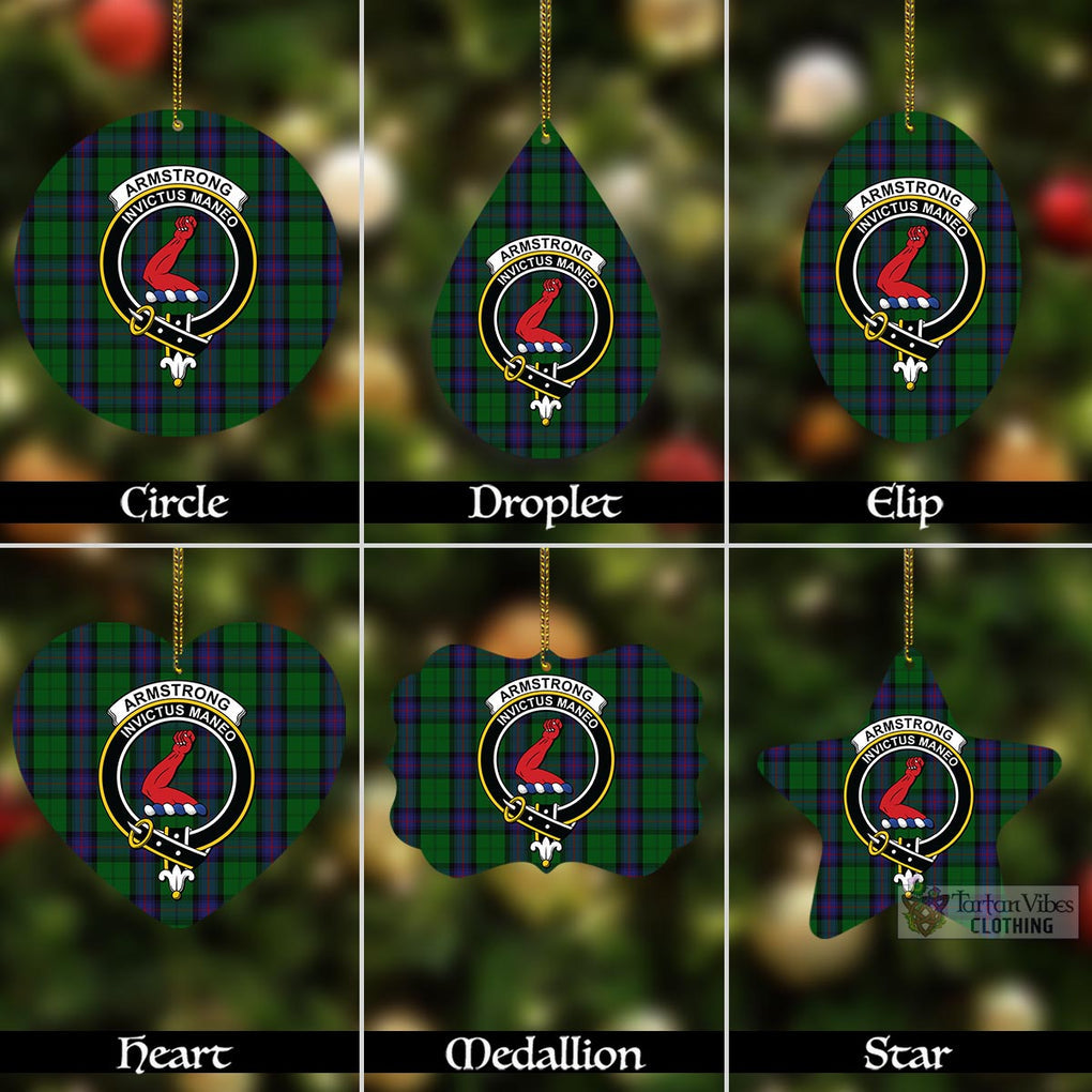 Tartan Vibes Clothing Armstrong Tartan Christmas Aluminium Ornament with Family Crest