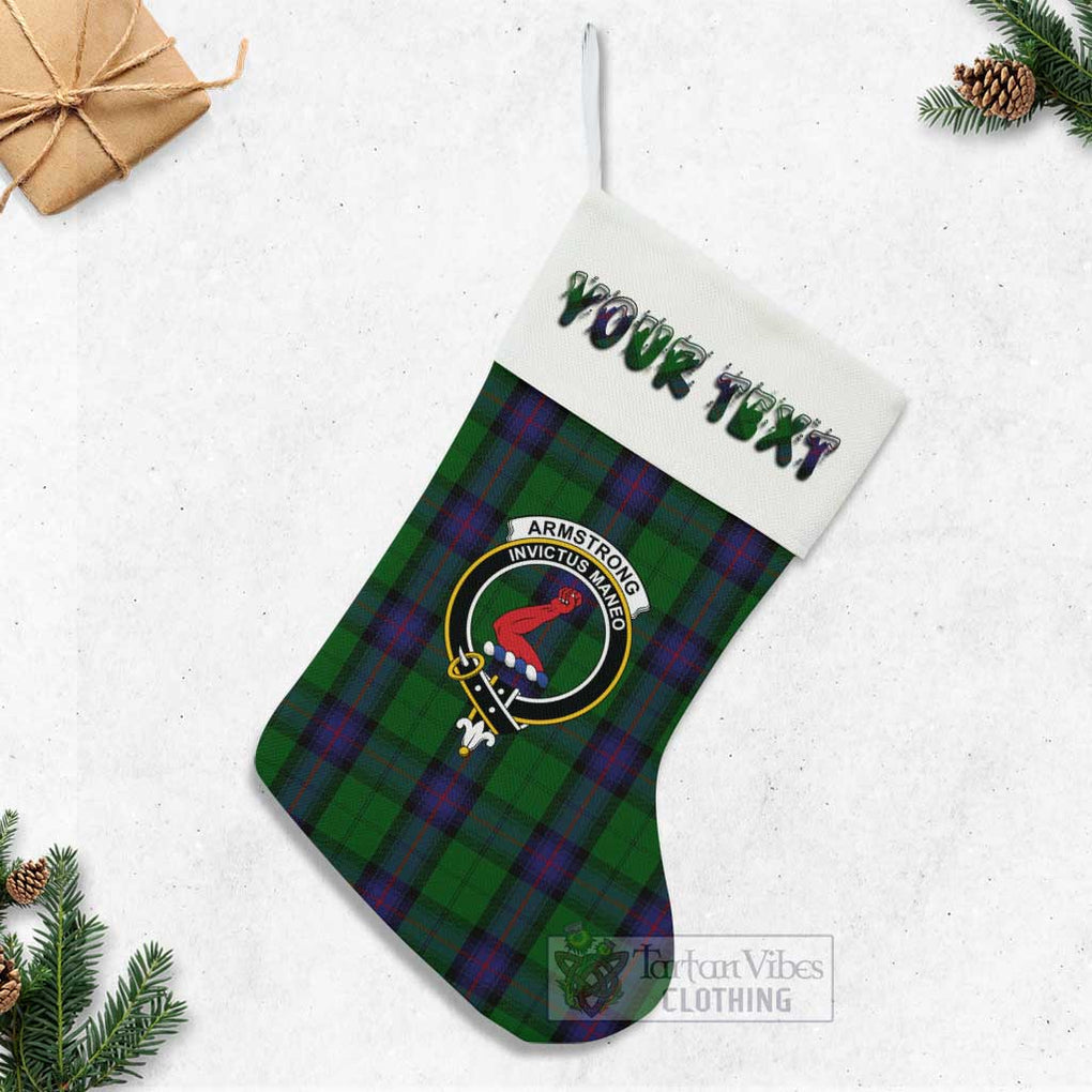 Tartan Vibes Clothing Armstrong Tartan Family Crest Christmas Stocking with Personalized Text