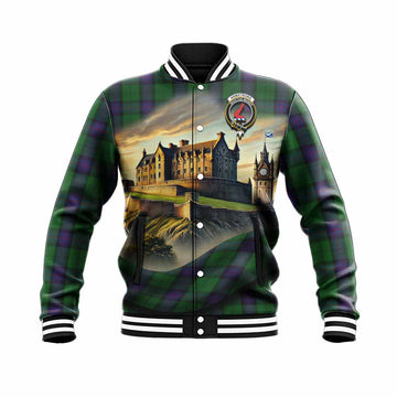 Armstrong Tartan Family Crest Baseball Jacket with Scottish Ancient Castle Style Unisex - Tartan Vibes Clothing
