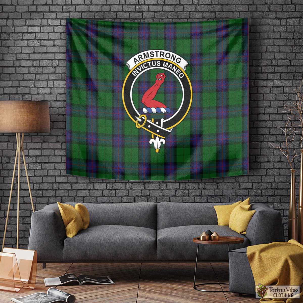 Tartan Vibes Clothing Armstrong Tartan Tapestry Wall Hanging and Home Decor for Room with Family Crest