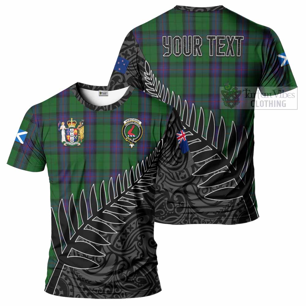 Tartan Vibes Clothing Armstrong Crest Tartan T-Shirt with New Zealand Silver Fern Half Style