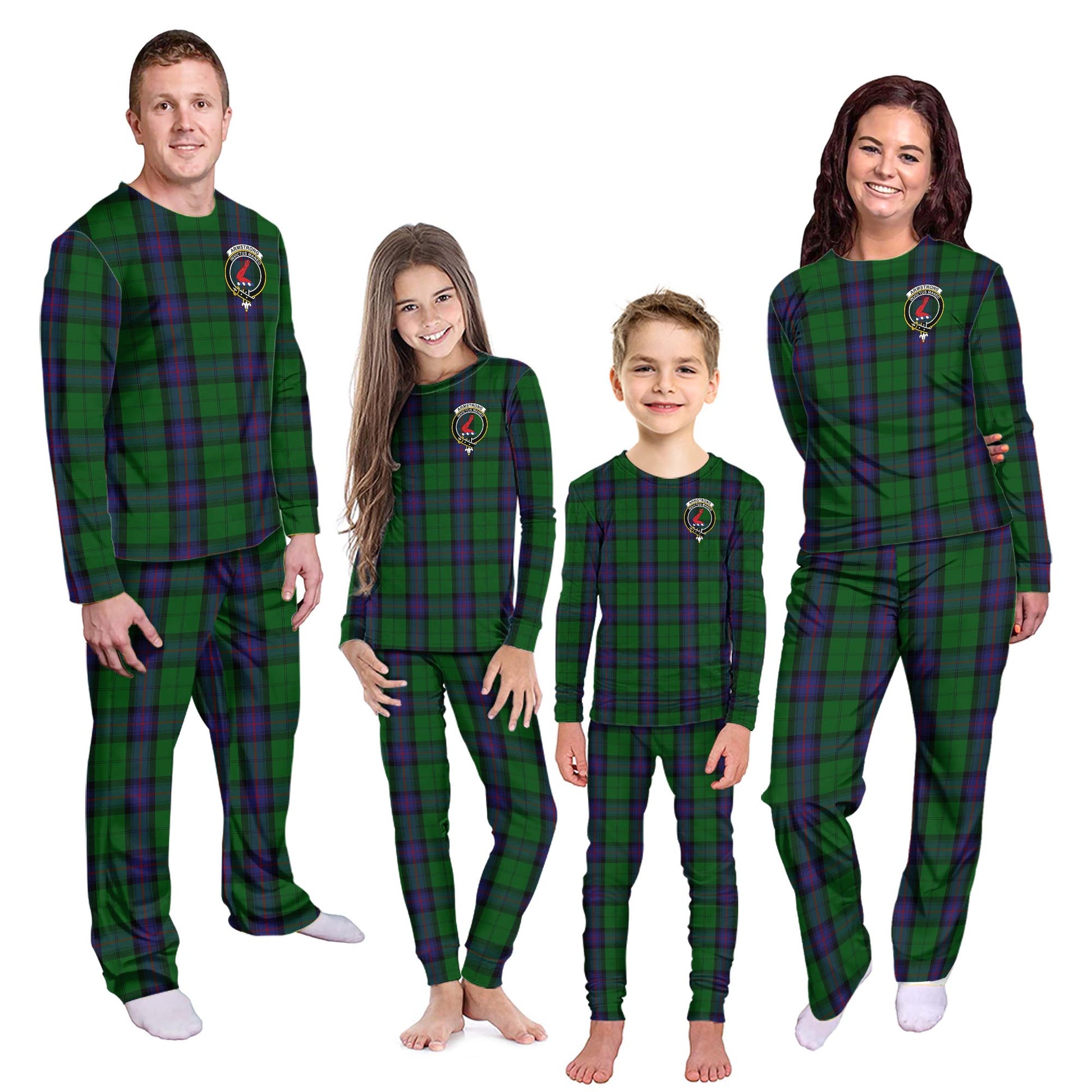 Armstrong Tartan Pajamas Family Set with Family Crest Kid - Tartan Vibes Clothing