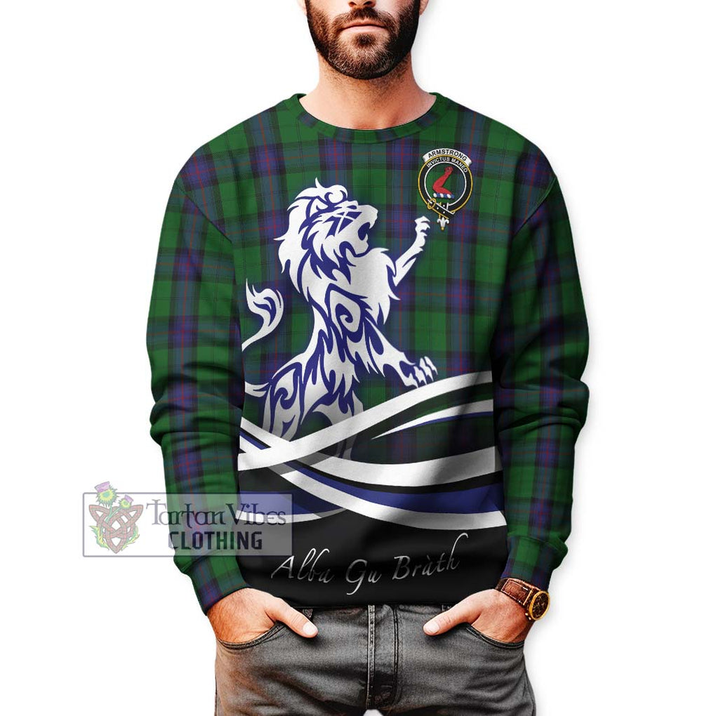 Armstrong Tartan Sweatshirt with Alba Gu Brath Regal Lion Emblem Unisex - Tartanvibesclothing Shop