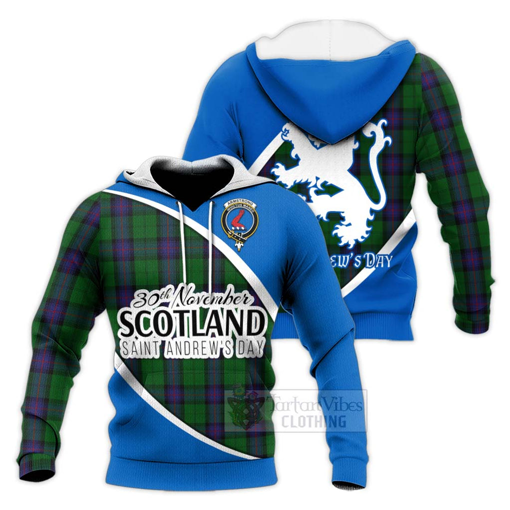 Tartan Vibes Clothing Armstrong Family Crest Tartan Knitted Hoodie Celebrate Saint Andrew's Day in Style