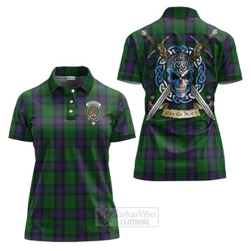 Armstrong Tartan Women's Polo Shirt with Family Crest Celtic Skull Style