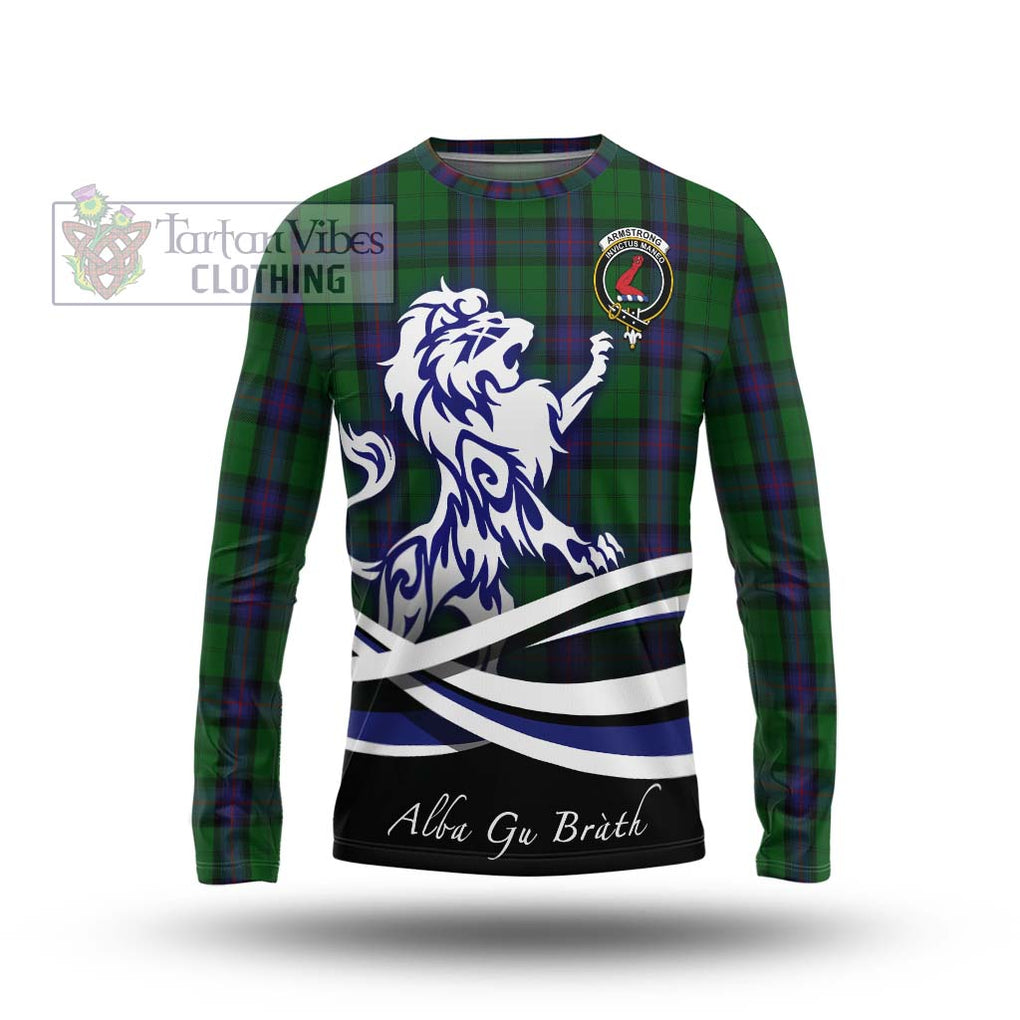 Armstrong Tartan Long Sleeve T-Shirt with Alba Gu Brath Regal Lion Emblem Unisex - Tartanvibesclothing Shop