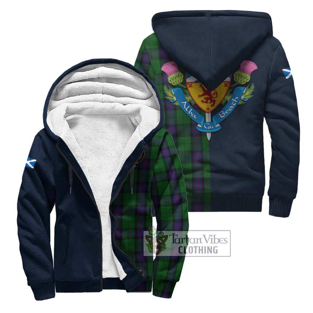 Tartan Vibes Clothing Armstrong Tartan Sherpa Hoodie with Scottish Lion Royal Arm Half Style