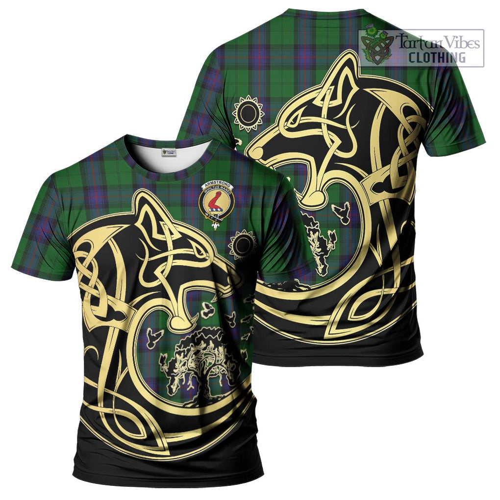 Armstrong Tartan T-Shirt with Family Crest Celtic Wolf Style Kid's Shirt - Tartan Vibes Clothing