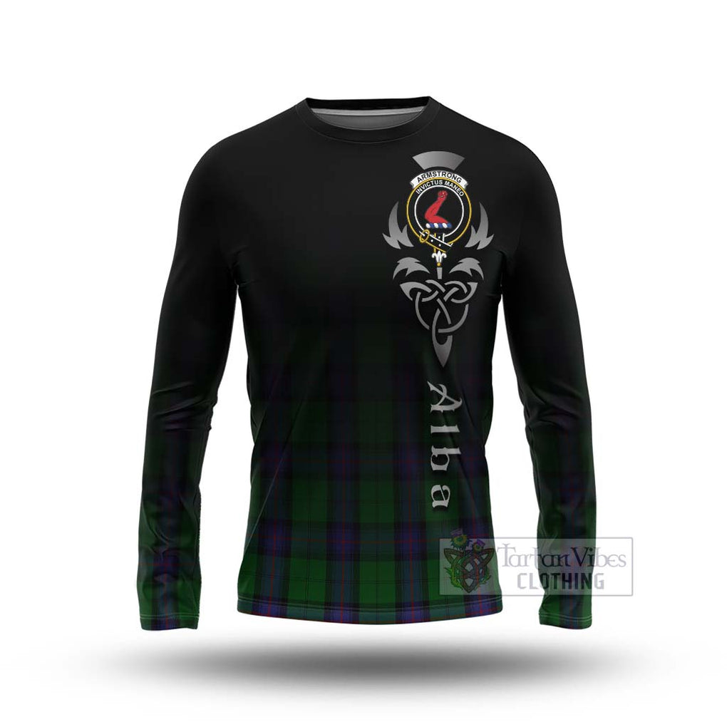 Tartan Vibes Clothing Armstrong Tartan Long Sleeve T-Shirt Featuring Alba Gu Brath Family Crest Celtic Inspired