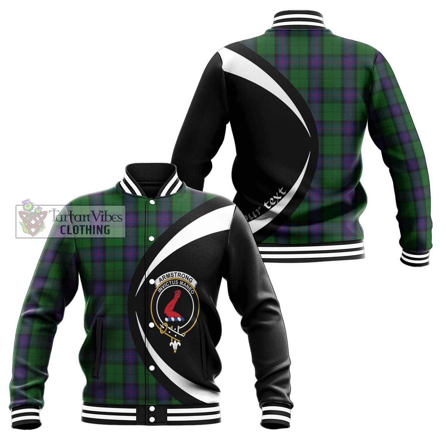 Armstrong Tartan Baseball Jacket with Family Crest Circle Style Unisex - Tartan Vibes Clothing