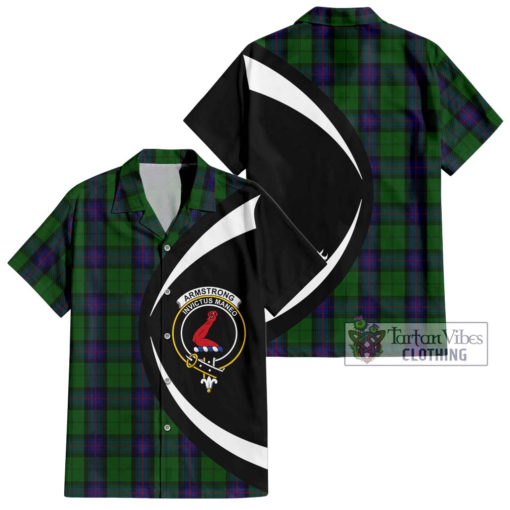 Armstrong Tartan Short Sleeve Button Up with Family Crest Circle Style Kid - Tartan Vibes Clothing