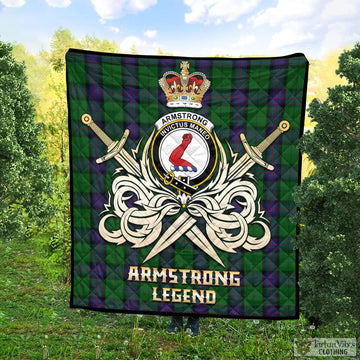 Armstrong Tartan Quilt with Clan Crest and the Golden Sword of Courageous Legacy