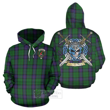 Armstrong Tartan Hoodie with Family Crest Celtic Skull Style