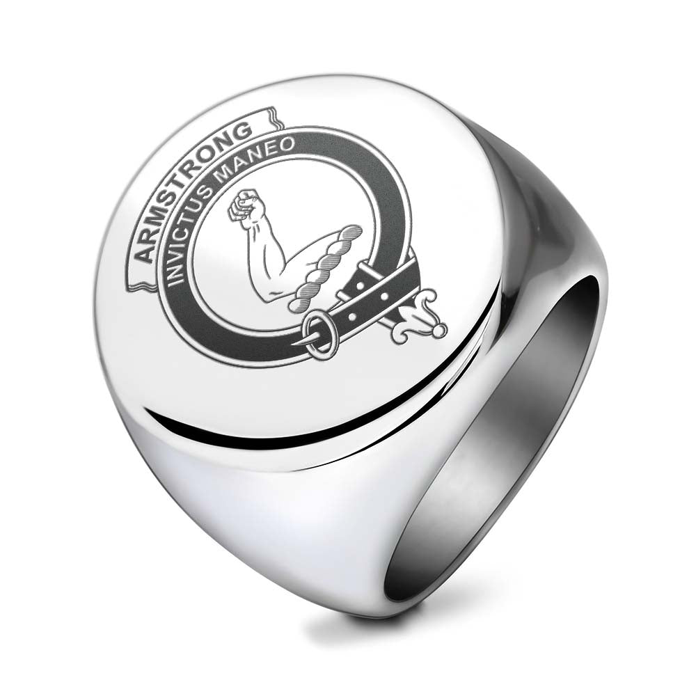 Tartan Vibes Clothing Armstrong Clan Crest Engraved Ring