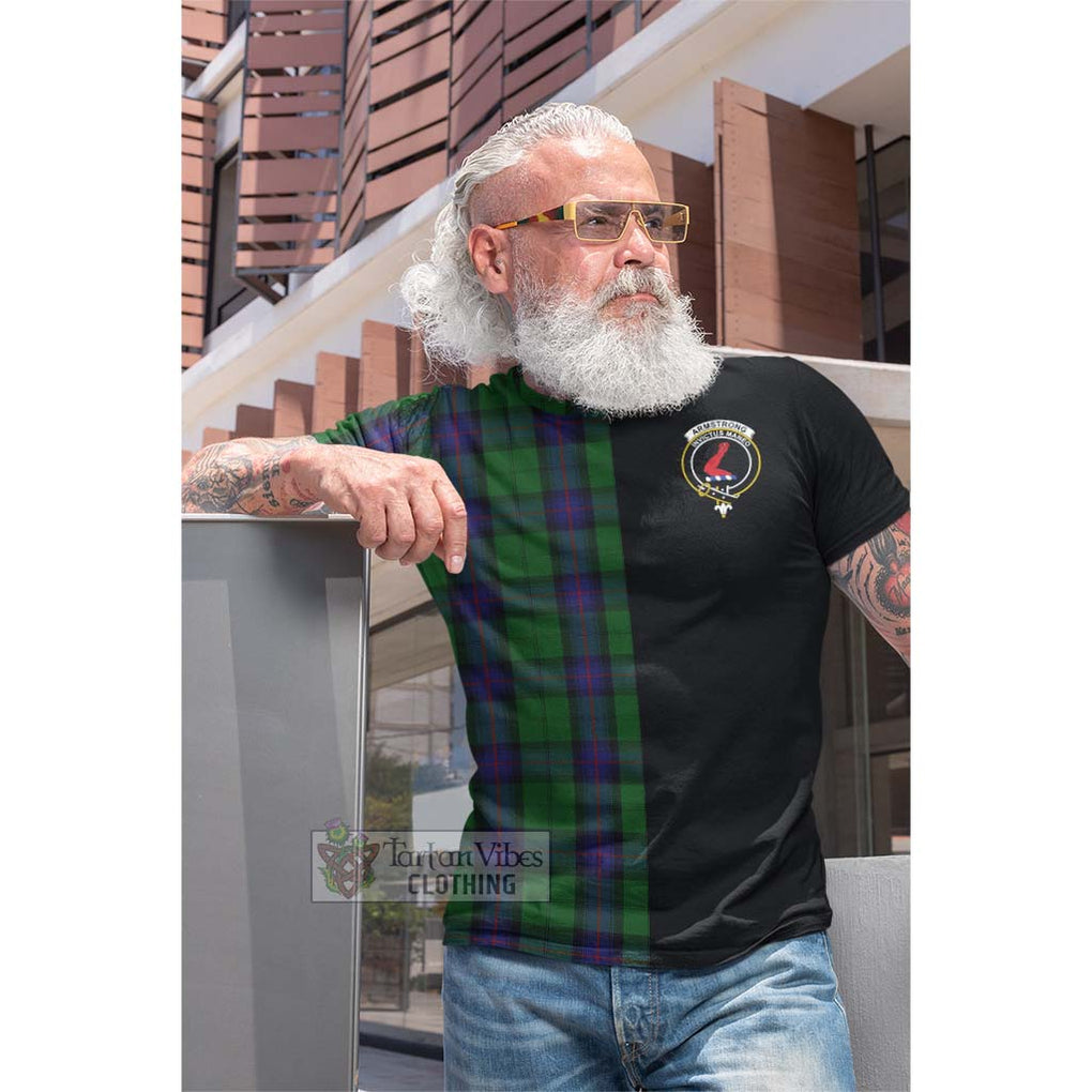 Tartan Vibes Clothing Armstrong Tartan Cotton T-shirt with Family Crest and Half Of Me Style