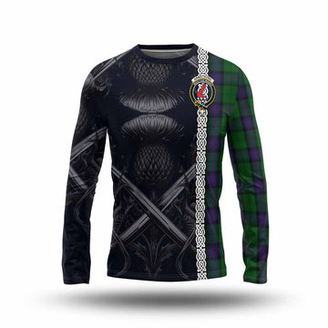 Armstrong Tartan Long Sleeve T-Shirt with Family Crest Cross Sword Thistle Celtic Vibes