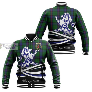 Armstrong Tartan Baseball Jacket with Alba Gu Brath Regal Lion Emblem