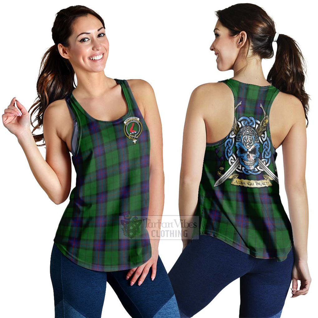 Tartan Vibes Clothing Armstrong Tartan Women's Racerback Tanks with Family Crest Celtic Skull Style