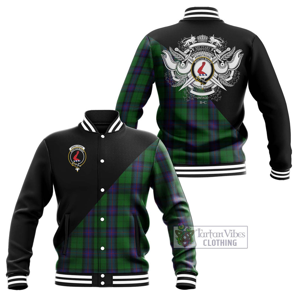 Armstrong Tartan Baseball Jacket with Family Crest and Military Logo Style Unisex - Tartanvibesclothing Shop