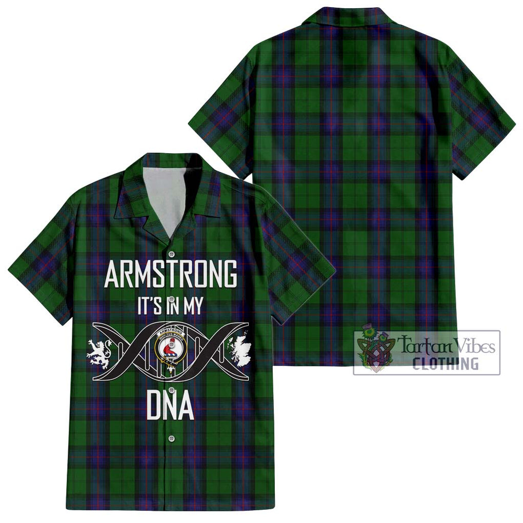 Armstrong Tartan Short Sleeve Button Shirt with Family Crest DNA In Me Style Kid - Tartanvibesclothing Shop