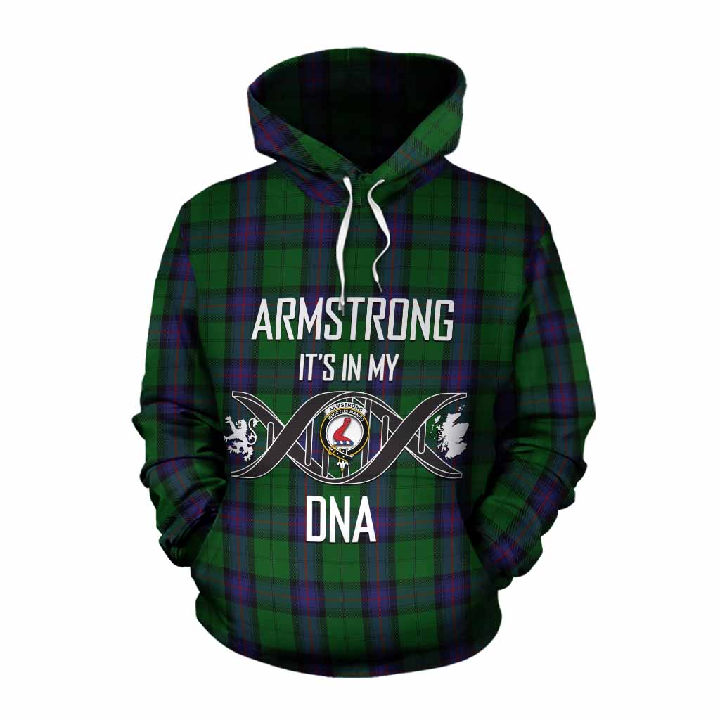 Tartan Vibes Clothing Armstrong Tartan Cotton Hoodie with Family Crest DNA In Me Style