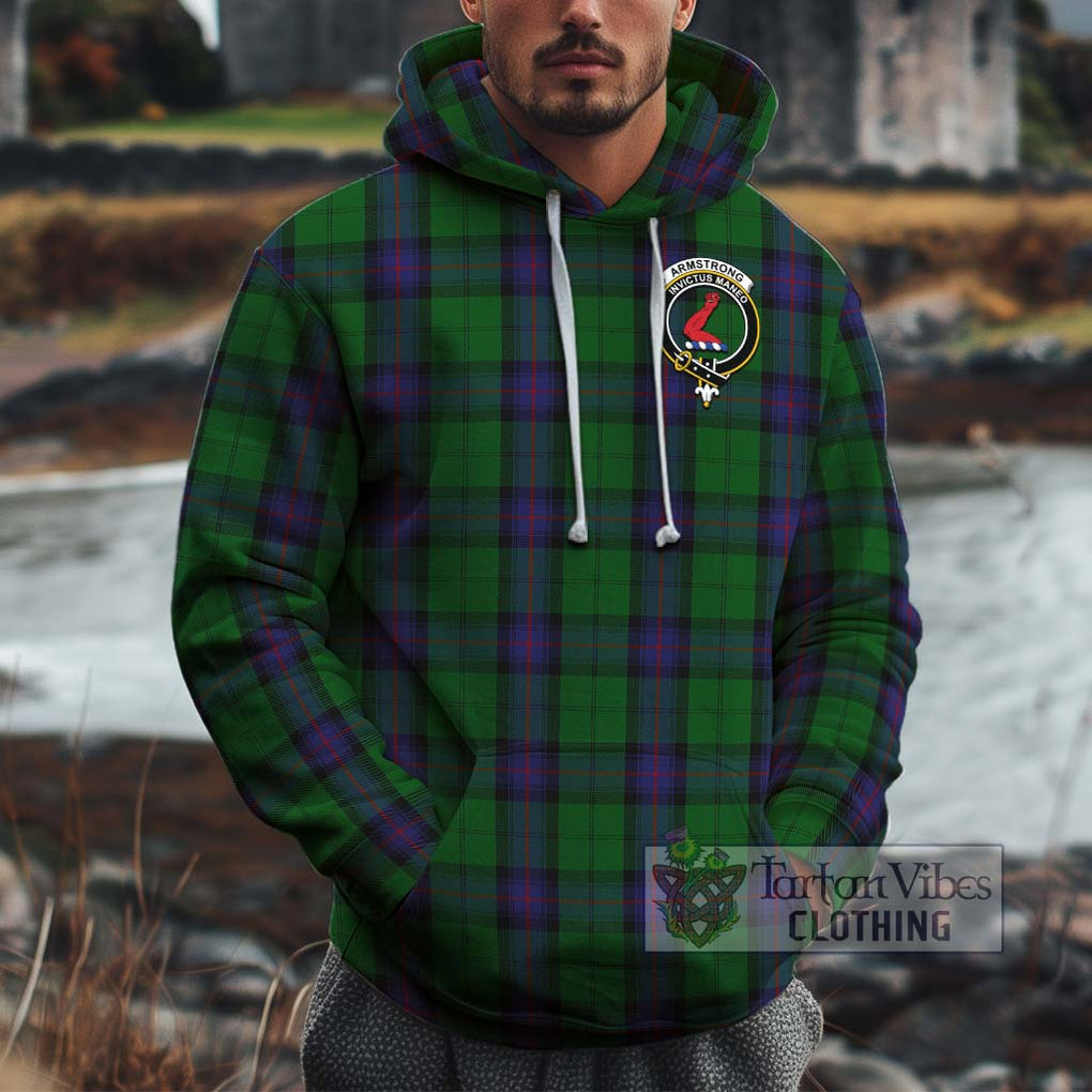 Armstrong Tartan Cotton Hoodie with Family Crest Pullover Hoodie XS - Tartan Vibes Clothing