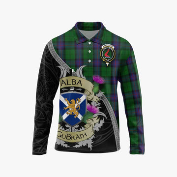 Armstrong Tartan Family Crest Long Sleeve Polo Shirt Lion Rampant Royal Thistle Shield Celtic Inspired Unisex - Tartan Vibes Clothing