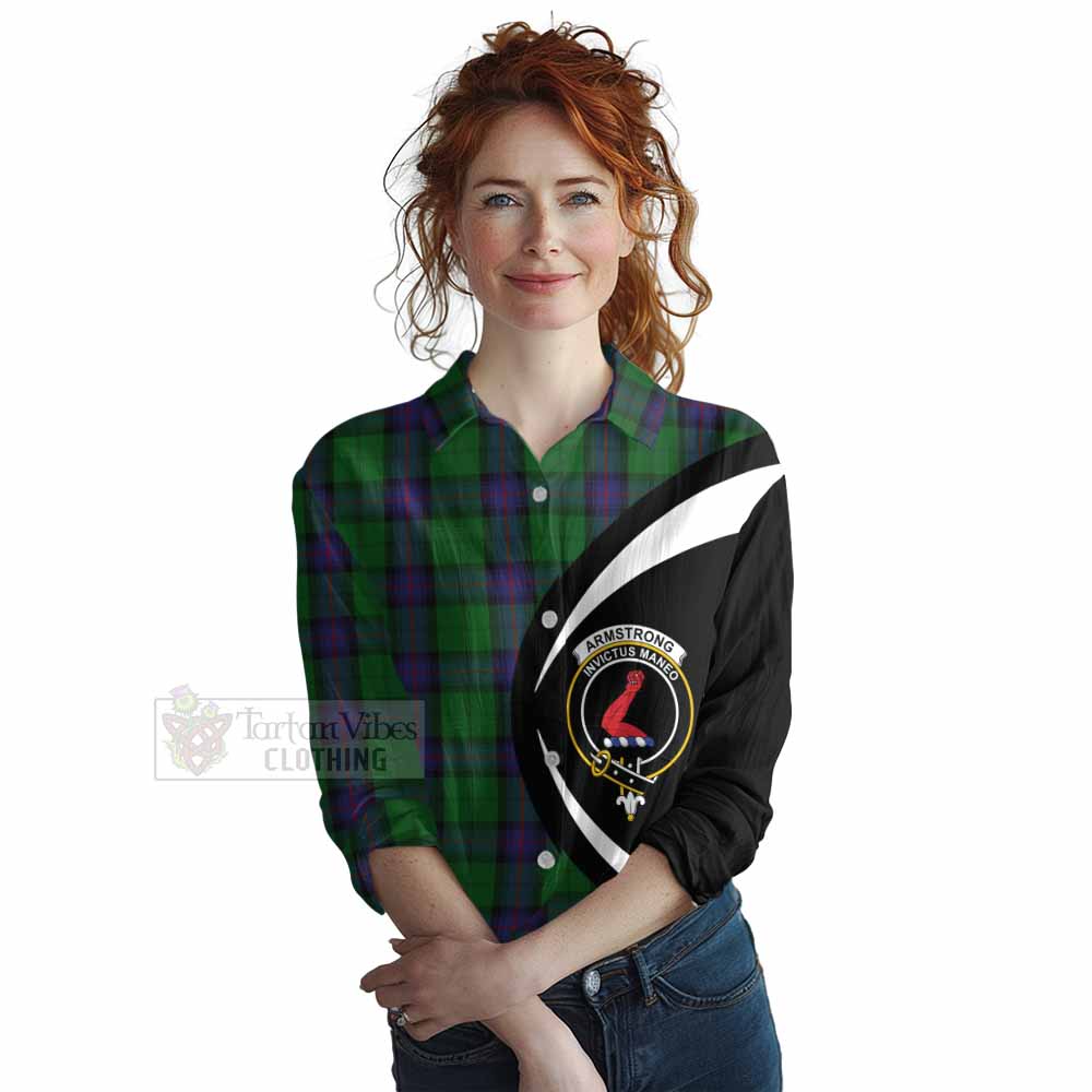 Tartan Vibes Clothing Armstrong Tartan Women's Casual Shirt with Family Crest Circle Style