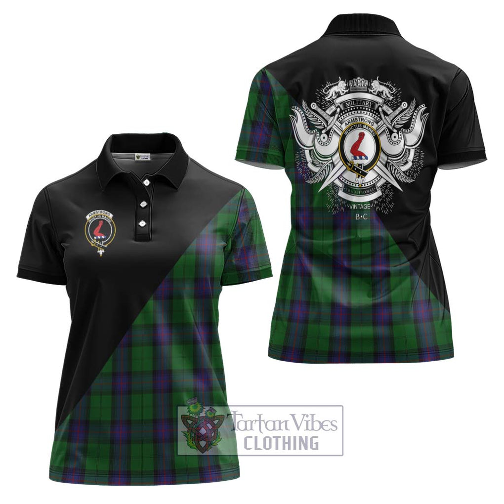 Armstrong Tartan Women's Polo Shirt with Family Crest and Military Logo Style Women - Tartanvibesclothing Shop