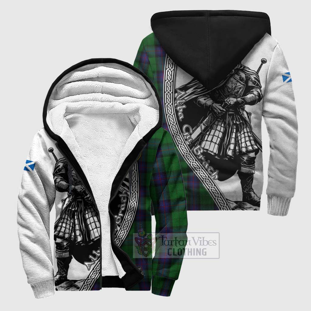 Tartan Vibes Clothing Armstrong Tartan Clan Crest Sherpa Hoodie with Highlander Warrior Celtic Style