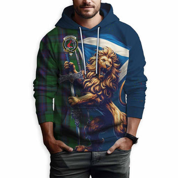 Armstrong Tartan Family Crest Hoodie with Scottish Majestic Lion