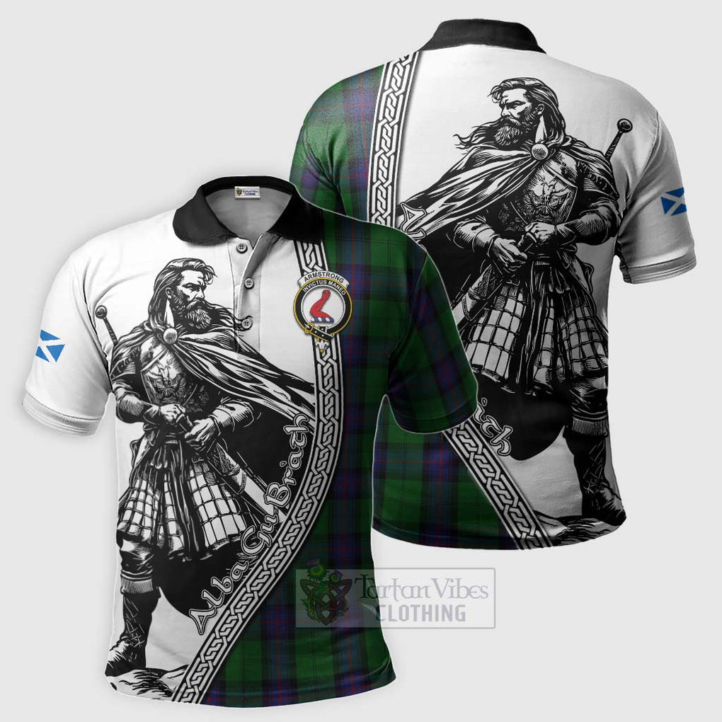 Armstrong Tartan Clan Crest Polo Shirt with Highlander Warrior Celtic Style Kid - Tartan Vibes Clothing