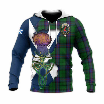 Armstrong Tartan Family Crest Knitted Hoodie Scottish Thistle Celtic Inspired Unisex Knitted Pullover Hoodie - Tartan Vibes Clothing