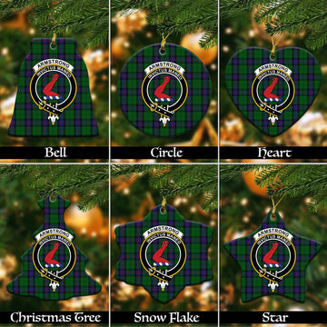 Armstrong Tartan Christmas Ceramic Ornaments with Family Crest