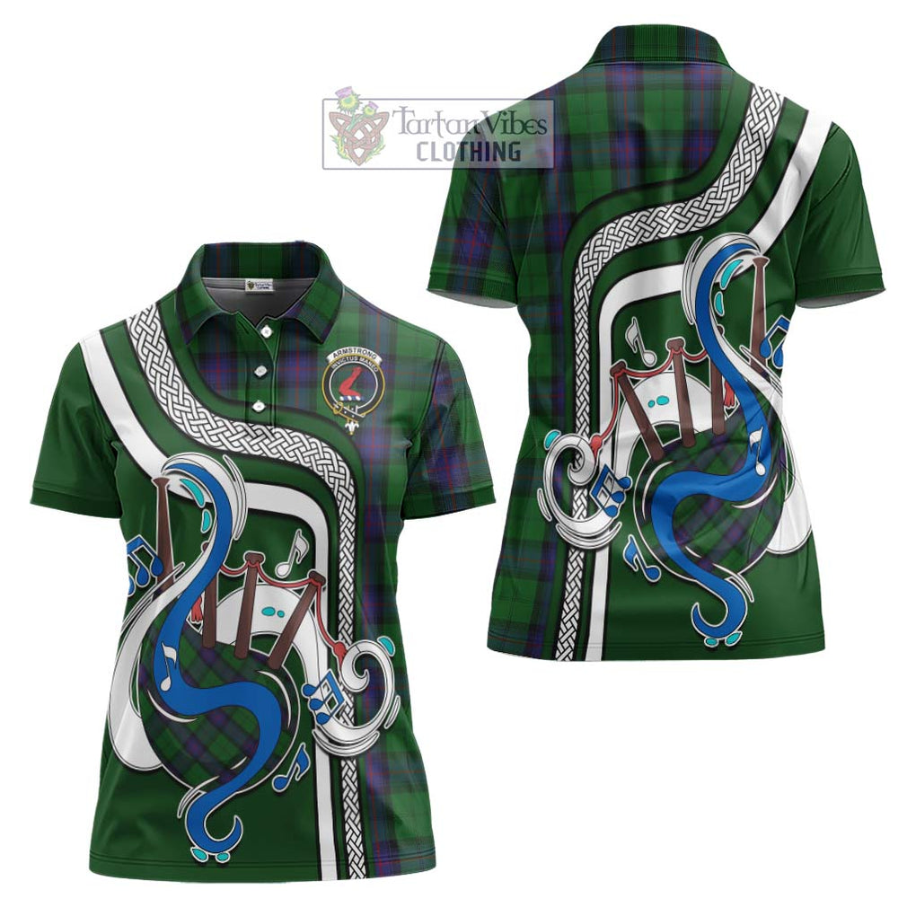 Armstrong Tartan Women's Polo Shirt with Epic Bagpipe Style Women - Tartanvibesclothing Shop