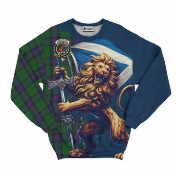 Armstrong Tartan Family Crest Sweatshirt with Scottish Majestic Lion