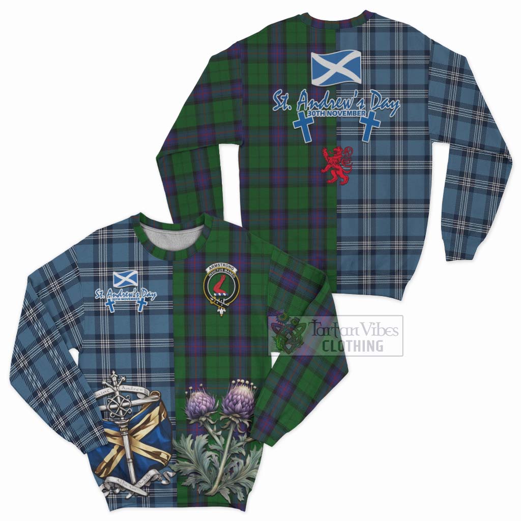 Tartan Vibes Clothing Armstrong Tartan Sweatshirt Happy St. Andrew's Day Half Tartan Style