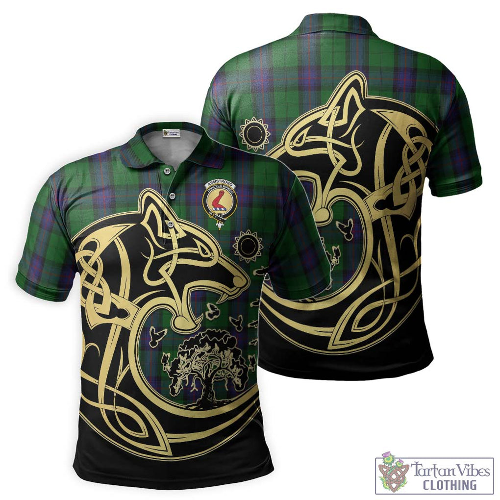 Armstrong Tartan Polo Shirt with Family Crest Celtic Wolf Style Kid - Tartan Vibes Clothing