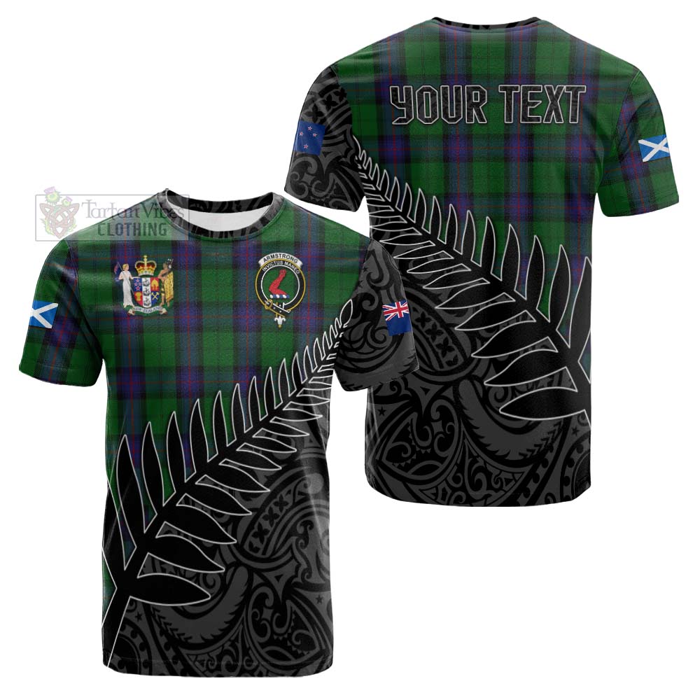 Tartan Vibes Clothing Armstrong Crest Tartan Cotton T-shirt with New Zealand Silver Fern Half Style