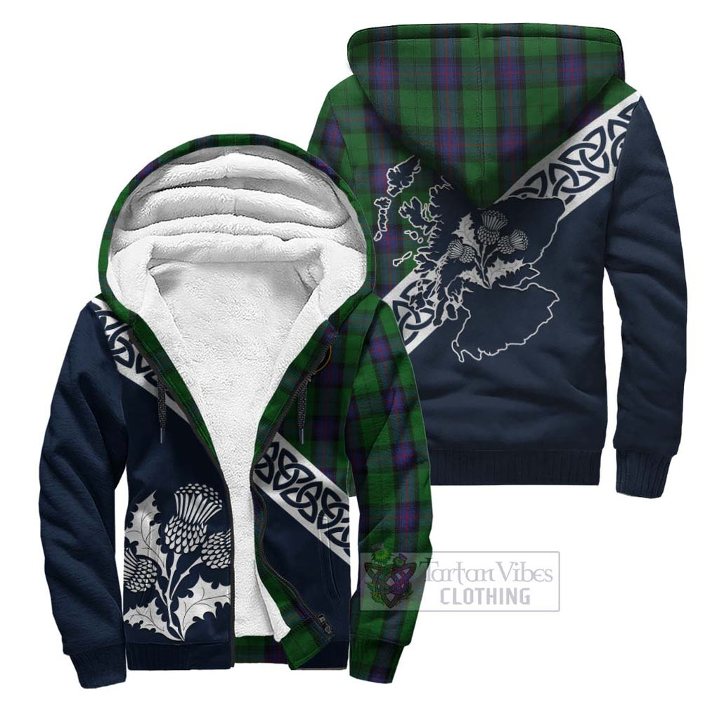 Tartan Vibes Clothing Armstrong Tartan Sherpa Hoodie Featuring Thistle and Scotland Map