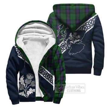 Armstrong Tartan Sherpa Hoodie Featuring Thistle and Scotland Map