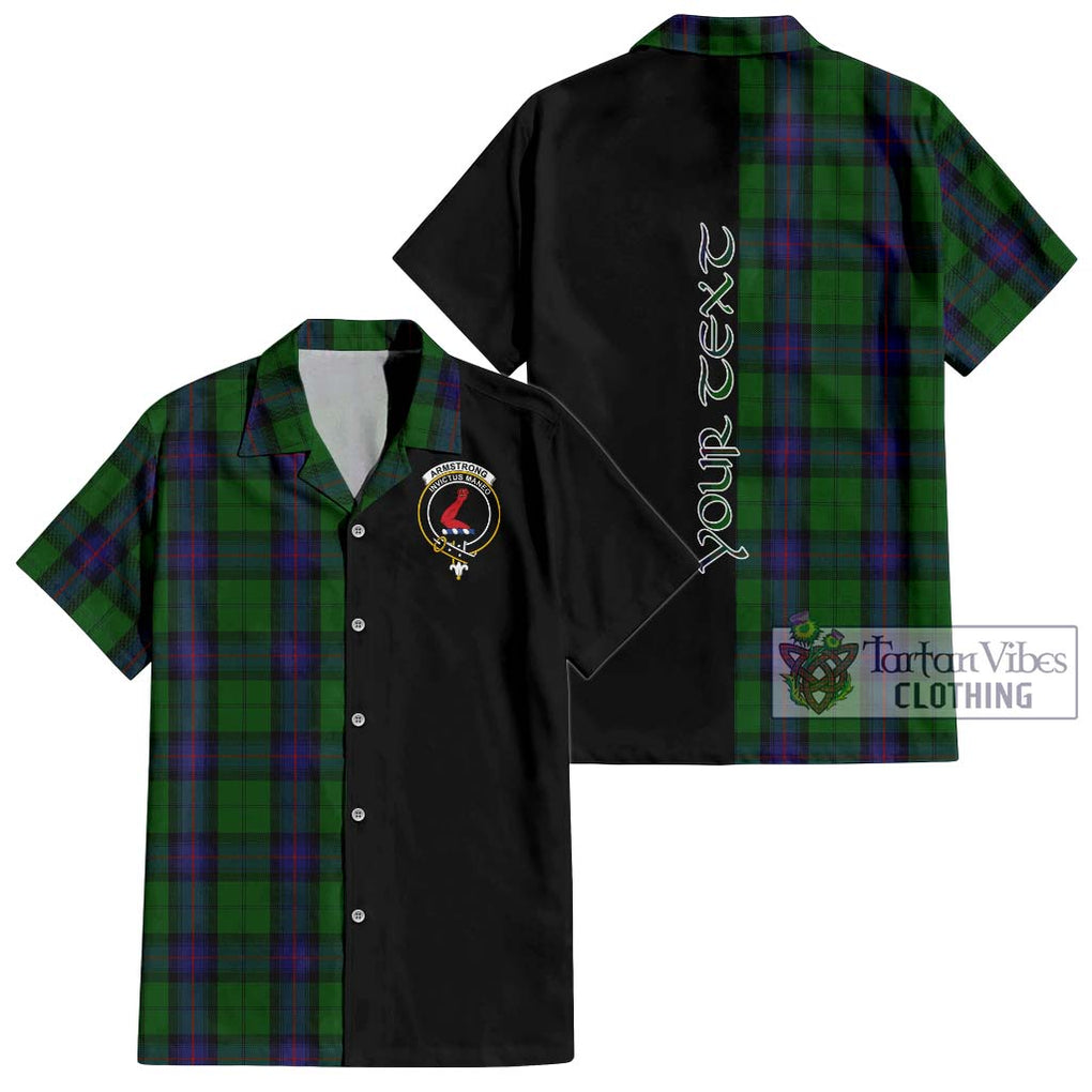 Armstrong Tartan Short Sleeve Button Shirt with Family Crest and Half Of Me Style Kid - Tartanvibesclothing Shop