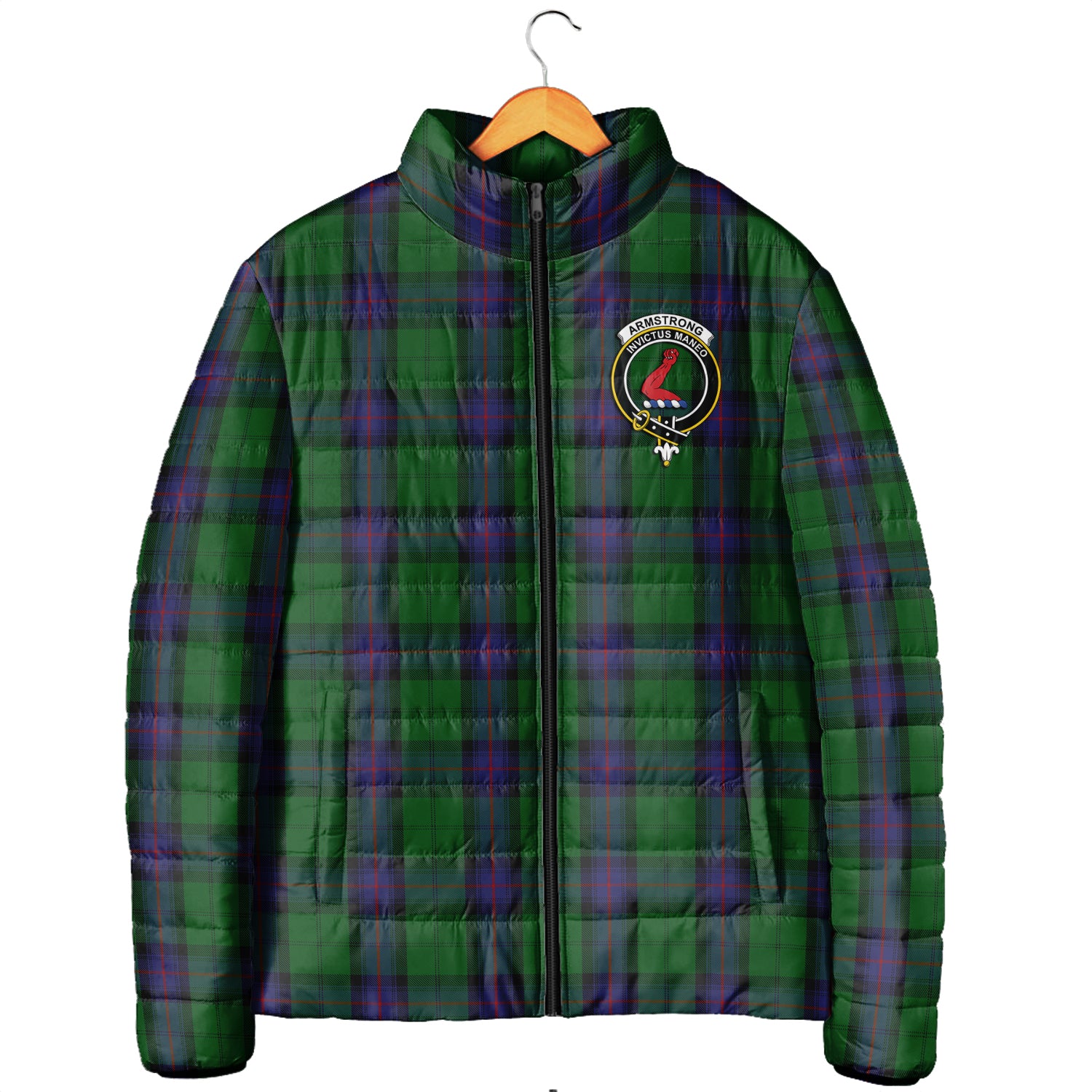 Armstrong Tartan Padded Jacket with Family Crest Men's Padded Jacket - Tartan Vibes Clothing