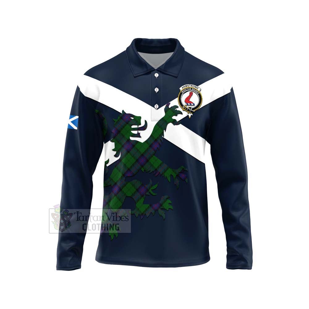 Tartan Vibes Clothing Armstrong Tartan Lion Rampant Long Sleeve Polo Shirt – Proudly Display Your Heritage with Alba Gu Brath and Clan Name