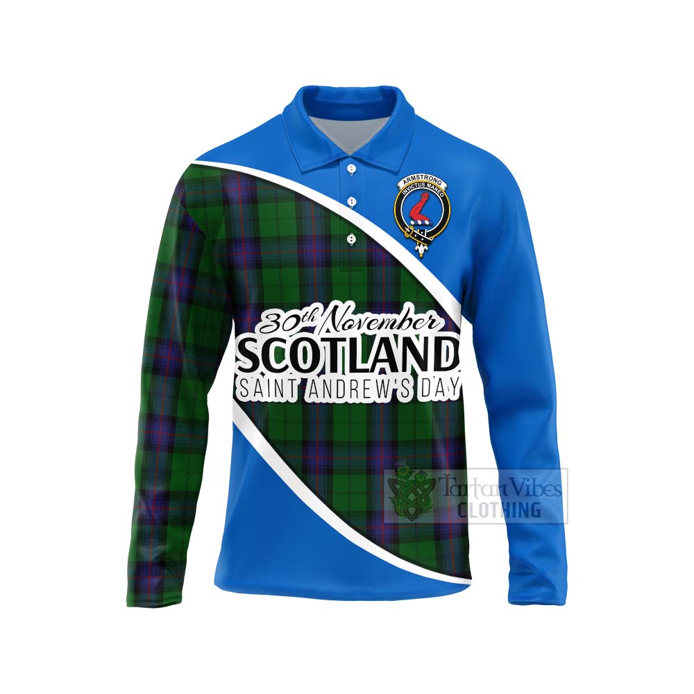 Tartan Vibes Clothing Armstrong Family Crest Tartan Long Sleeve Polo Shirt Celebrate Saint Andrew's Day in Style